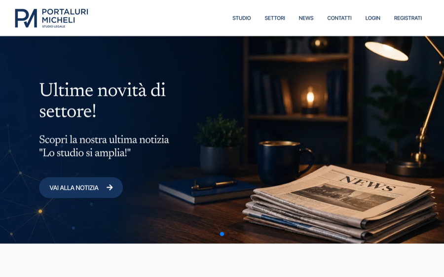 La prima schermata del sito di Studio Legale Portaluri Micheli